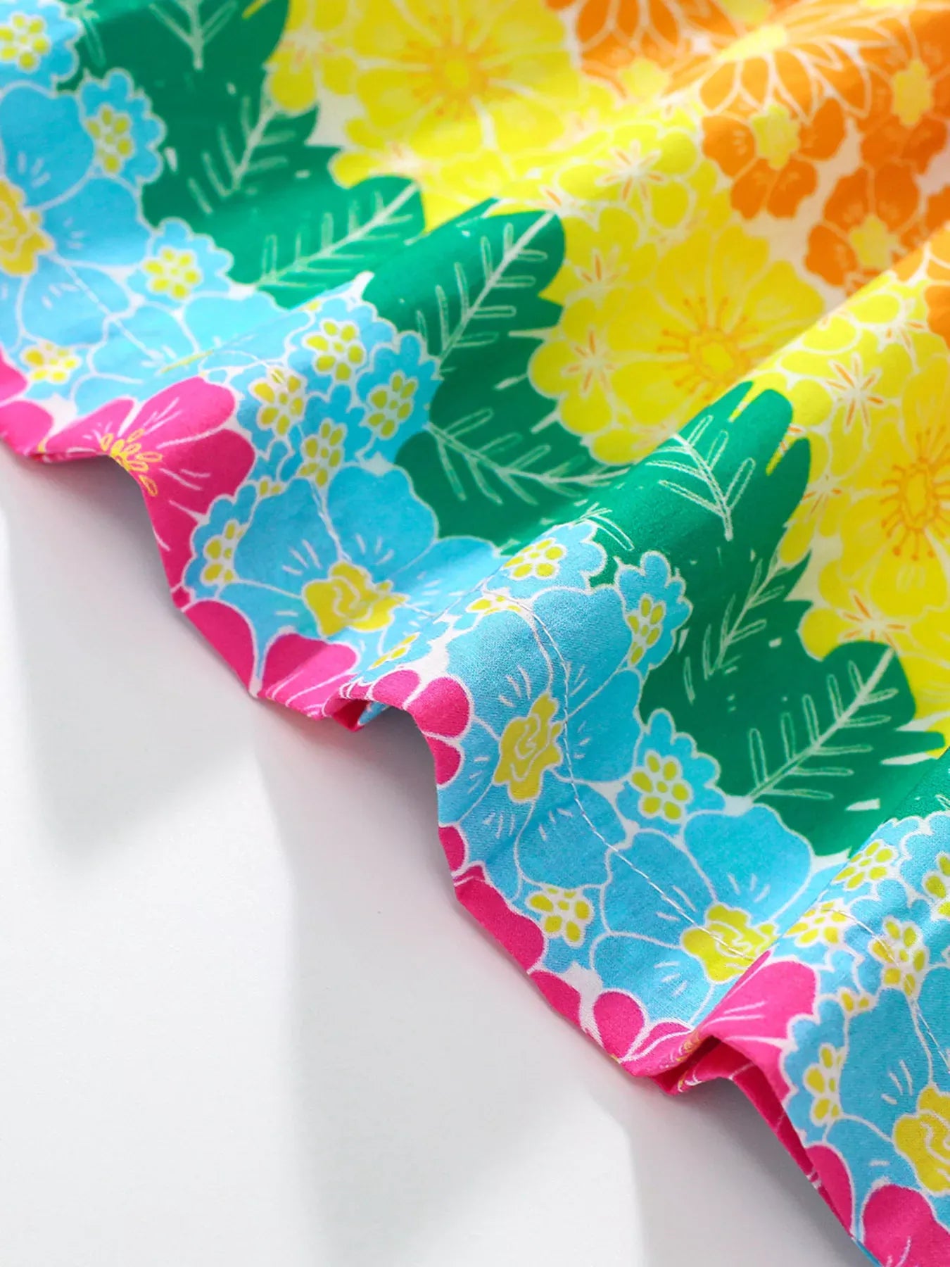 Trendsi Children's Rainbow Floral Print Peter Pan Collar Dress