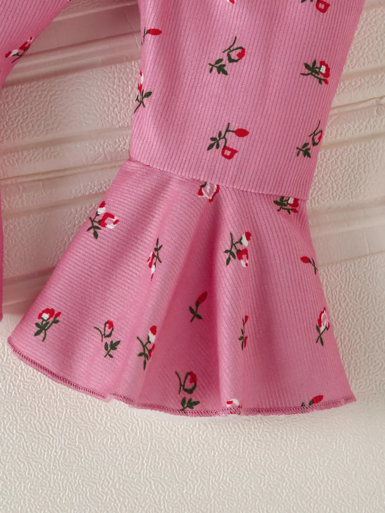 Trendsi Children's Ruffled Bodysuit and Floral Pants Outfit Set with Headband