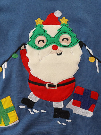 Trendsi Children's Santa Applique Christmas Sweatshirt