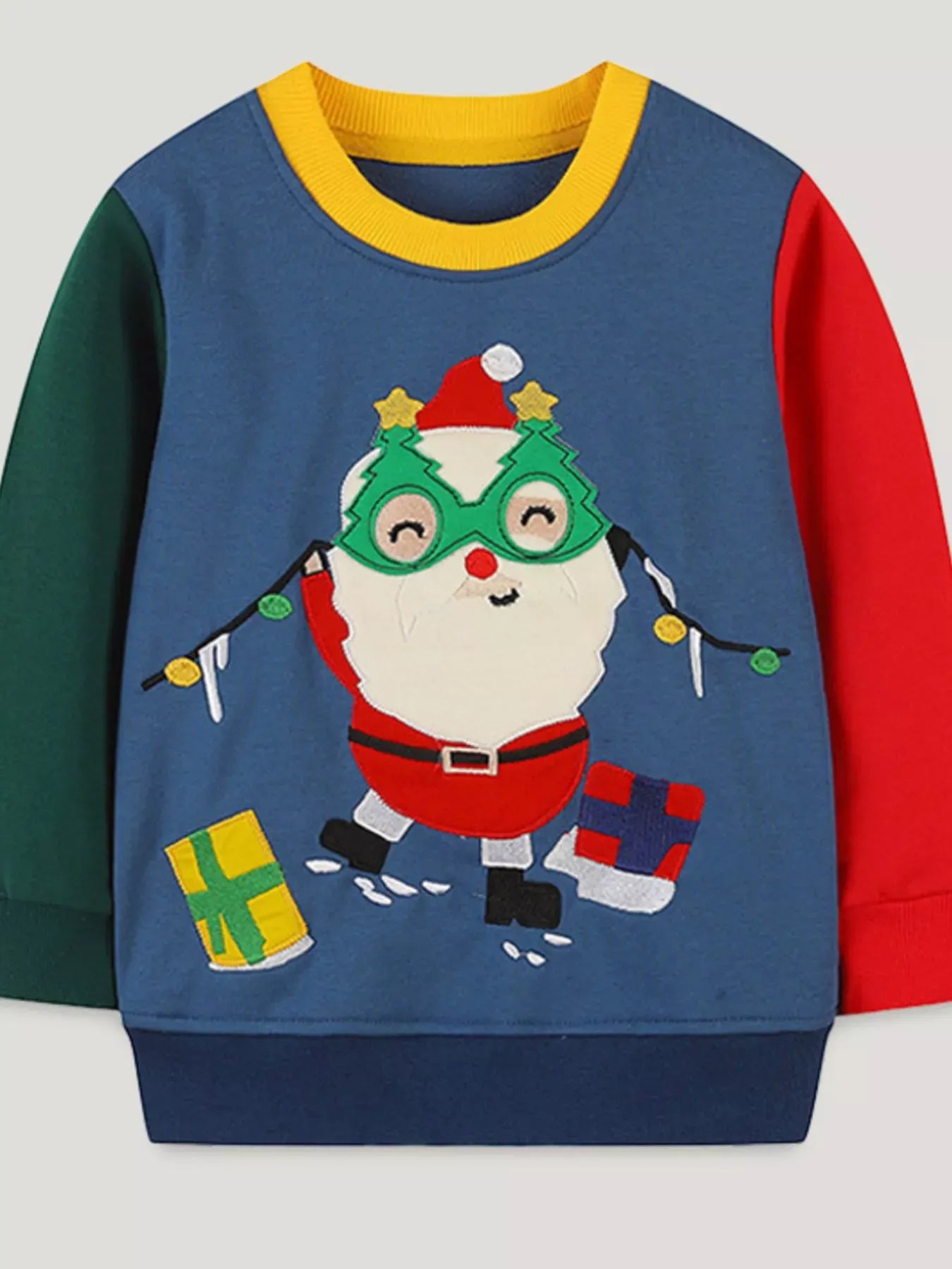 Trendsi Children's Santa Applique Christmas Sweatshirt