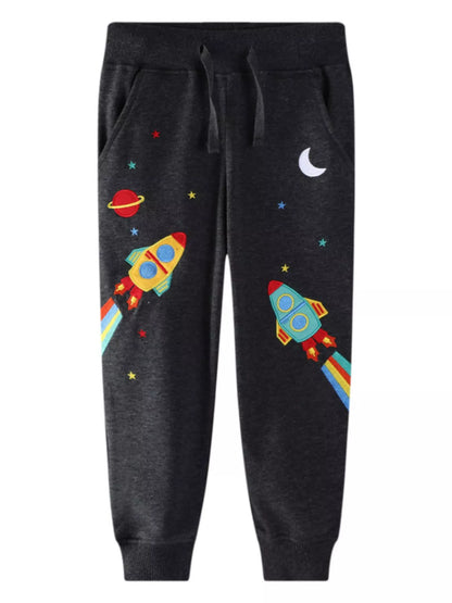 Trendsi Children's Space Rocket Embroidered Joggers