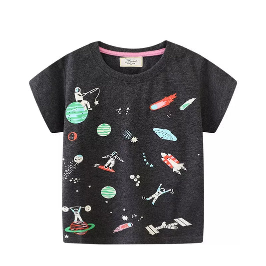 Trendsi Children's Space-Themed Short Sleeve T-Shirt