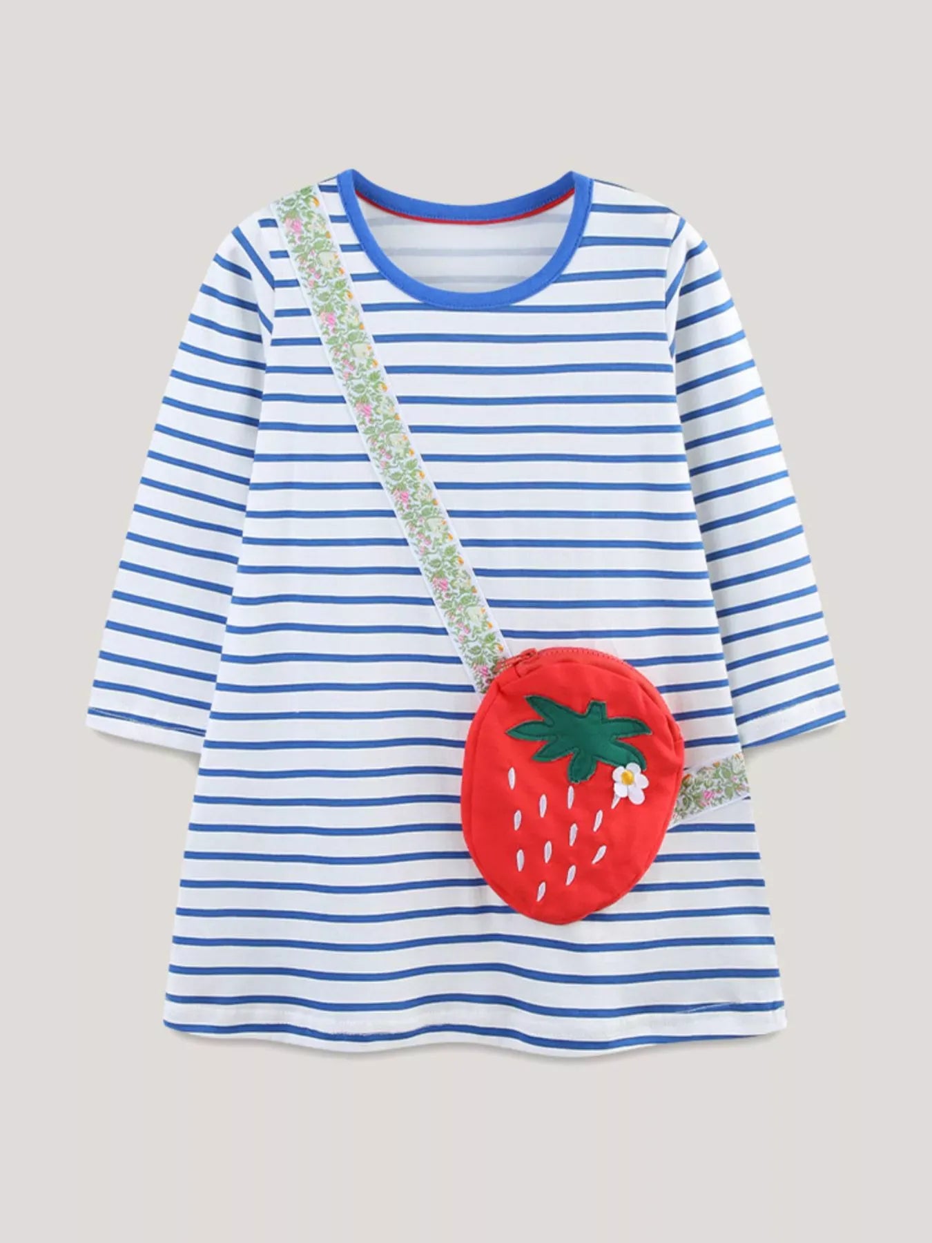 Trendsi Children's Strawberry Striped Long Sleeve Dress