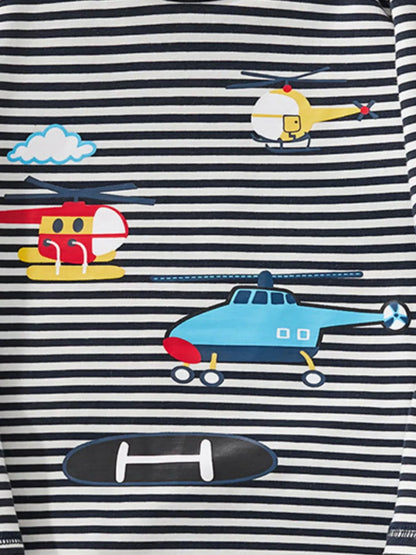 Trendsi Children's Striped Helicopter Long Sleeve T-Shirt