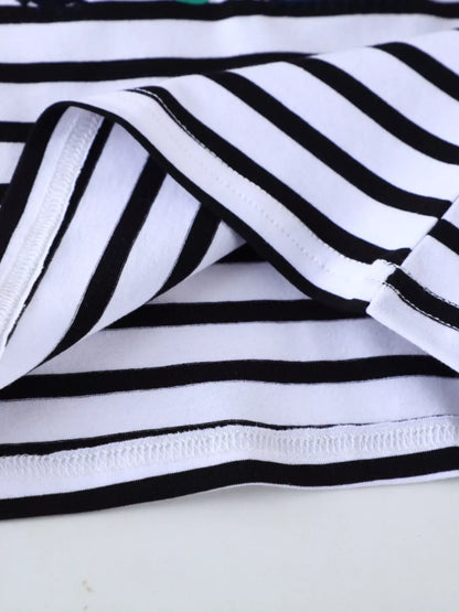 Trendsi Children's Striped Long Sleeve T-Shirt with Construction Vehicle Appliques