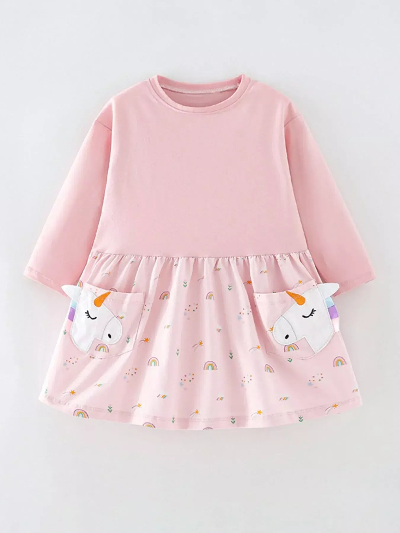 Trendsi Children's Unicorn Print Long Sleeve Dress