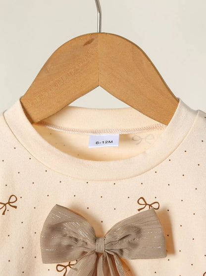 Trendsi Kids Clothing Children's Bowknot Ruffle Sleeve Set