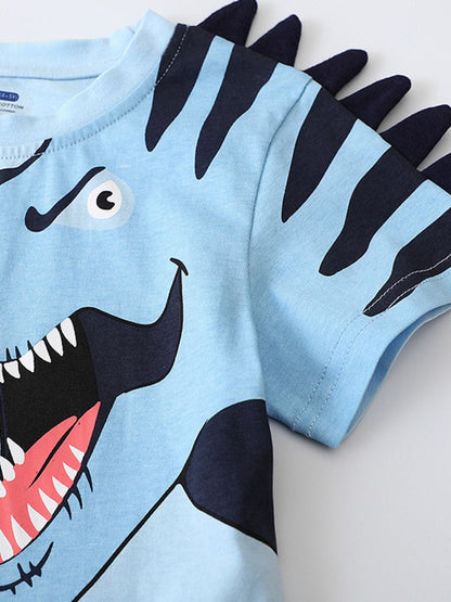 Trendsi Kids Clothing Children's Dinosaur Graphic Tee and Shorts Set
