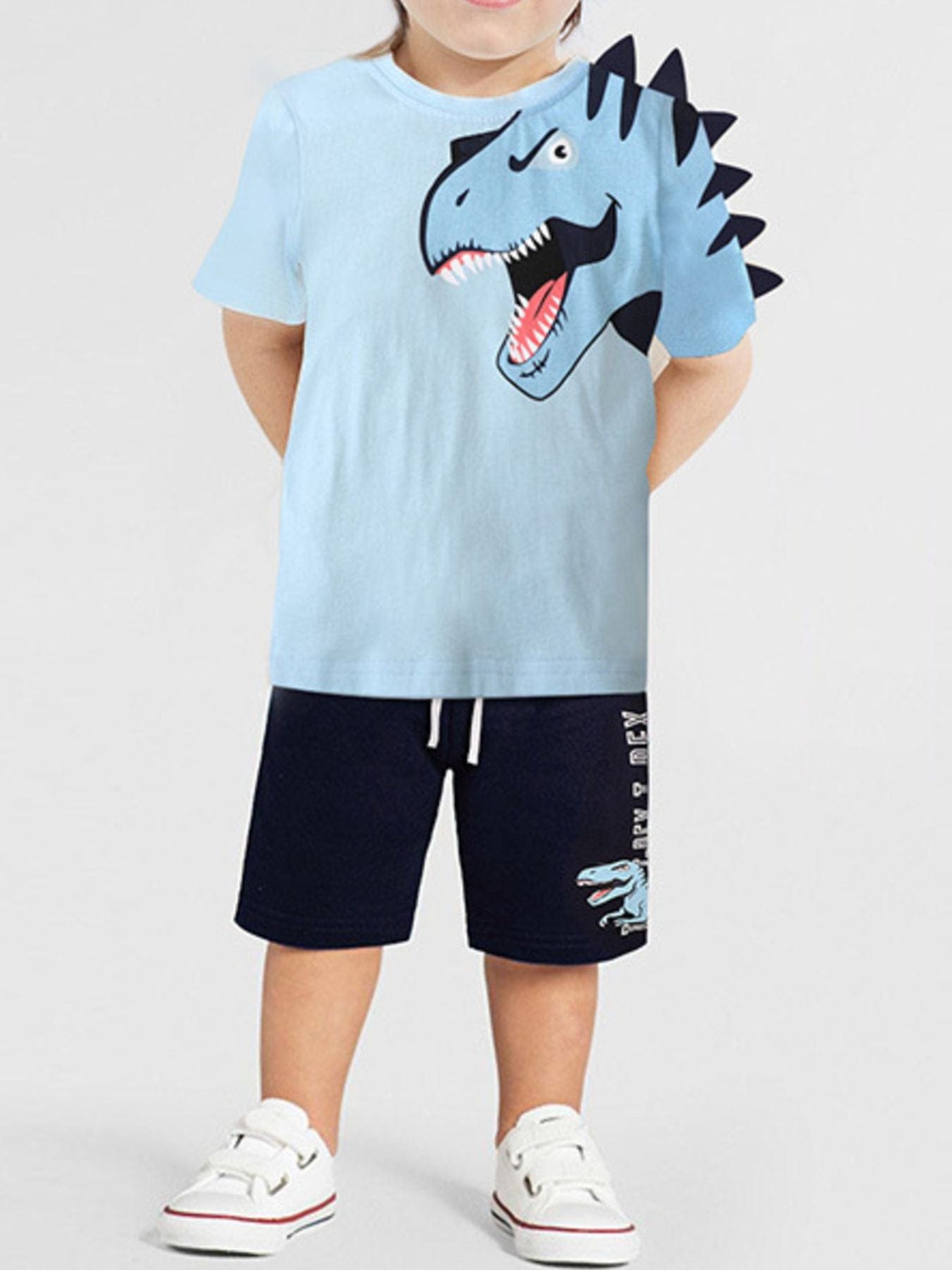 Trendsi Kids Clothing Children's Dinosaur Graphic Tee and Shorts Set