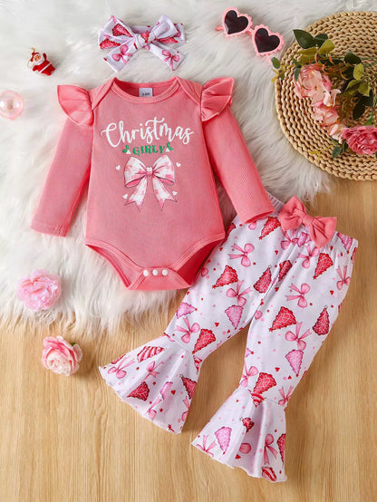 Trendsi Kids Clothing Children's Halloween Graphic Top and Pants 3-Piece Set with Headband