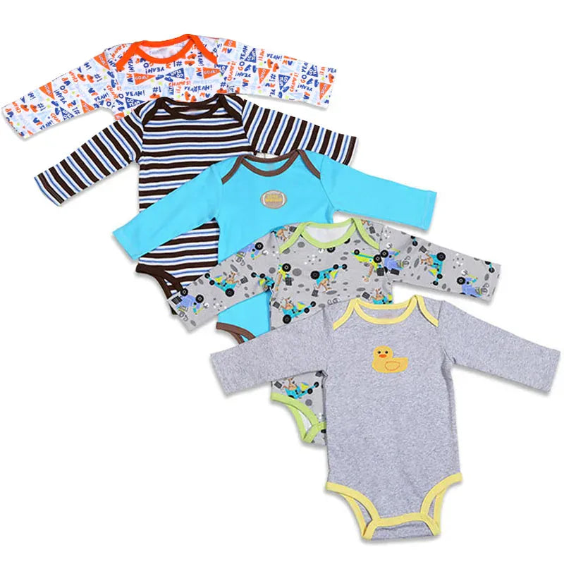 Trendy Kids Apparel Kids Clothing 5Pcs Cotton Baby Bodysuits