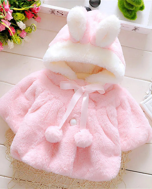 Trendy Kids Apparel Kids Clothing Baby Autumn Hooded Cartoon Plush Short Sleeve Sweater Shawl Coat