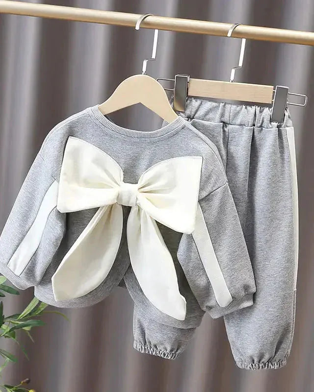 Trendy Kids Apparel Kids Clothing Baby Girl Bowknot Hoodie & Pants Set