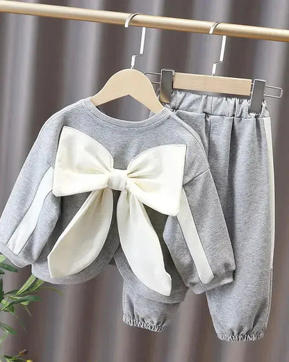 Trendy Kids Apparel Kids Clothing Baby Girl Bowknot Hoodie & Pants Set
