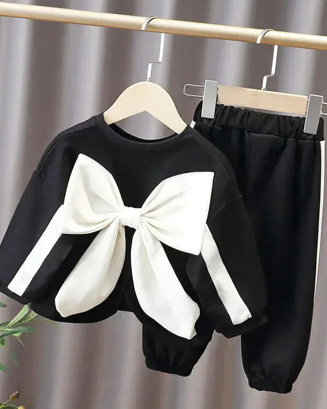 Trendy Kids Apparel Kids Clothing Baby Girl Bowknot Hoodie & Pants Set