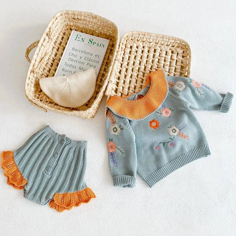 Trendy Kids Apparel Kids Clothing Baby Girls Knitted Suit