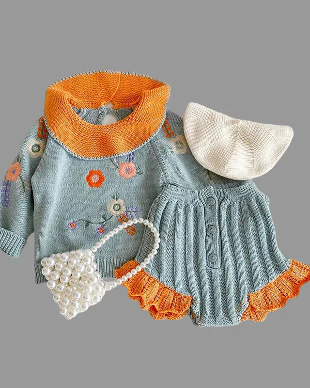 Trendy Kids Apparel Kids Clothing Baby Girls Knitted Suit
