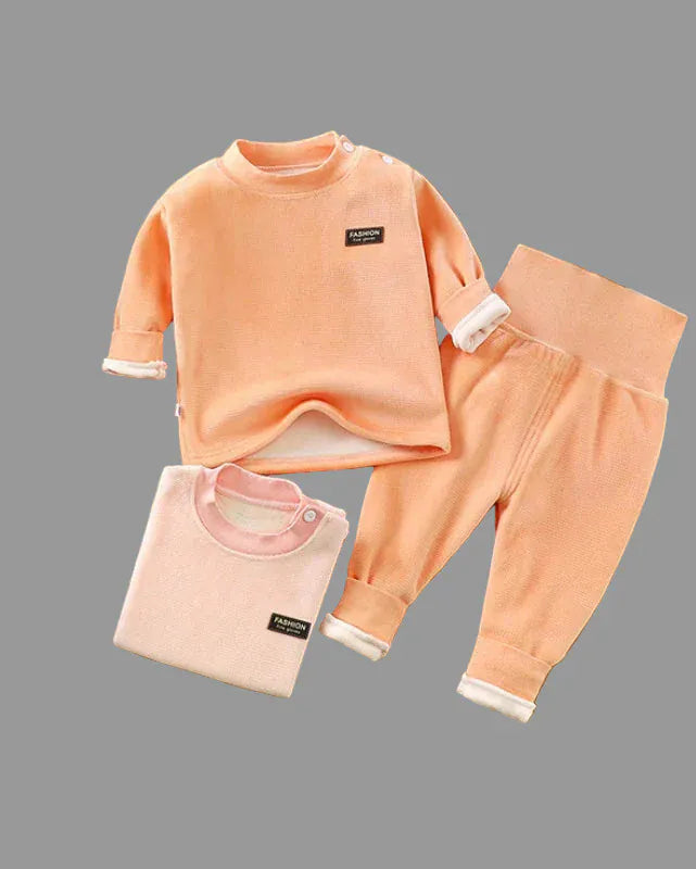 Trendy Kids Apparel Kids Clothing Baby Plush Fleece Thickened Thermal Underwear Sets