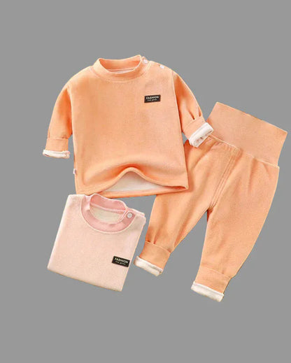 Trendy Kids Apparel Kids Clothing Baby Plush Fleece Thickened Thermal Underwear Sets
