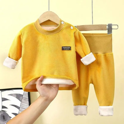 Trendy Kids Apparel Kids Clothing Baby Plush Fleece Thickened Thermal Underwear Sets