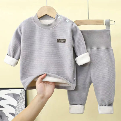 Trendy Kids Apparel Kids Clothing Baby Plush Fleece Thickened Thermal Underwear Sets