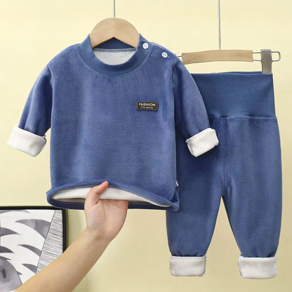 Trendy Kids Apparel Kids Clothing Baby Plush Fleece Thickened Thermal Underwear Sets