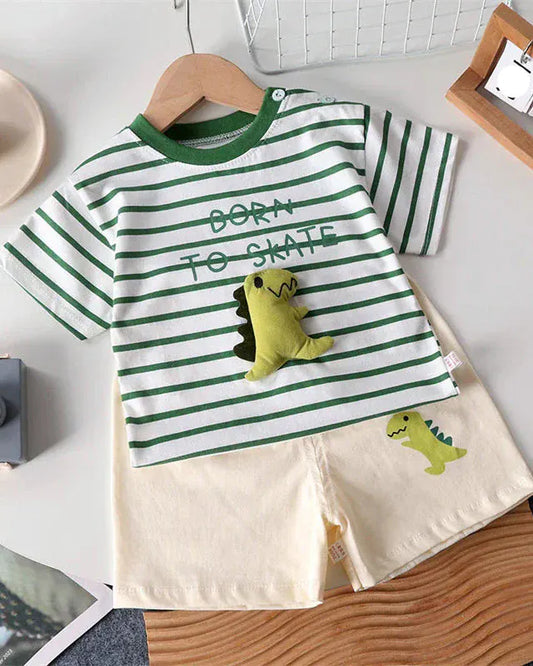 Trendy Kids Apparel Kids Clothing Baby Unisex Summer Cotton Cartoon T-Shirt & Shorts Set