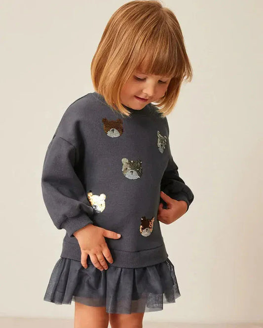 Trendy Kids Apparel Kids Clothing Bear Beading  Princess Girls Dresses