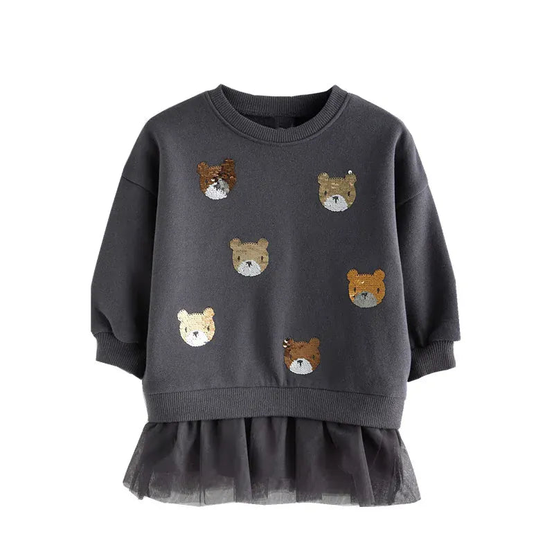 Trendy Kids Apparel Kids Clothing Bear Beading  Princess Girls Dresses