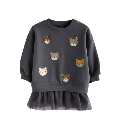 Trendy Kids Apparel Kids Clothing Bear Beading  Princess Girls Dresses