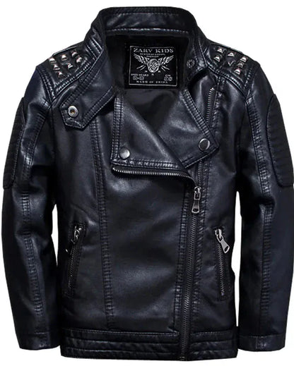 Trendy Kids Apparel Kids Clothing Boy's PU Leather Jacket with Rivets