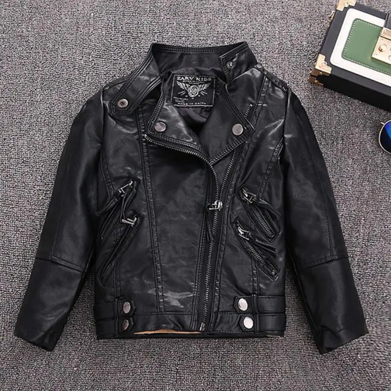 Trendy Kids Apparel Kids Clothing Boy's PU Leather Jacket with Rivets