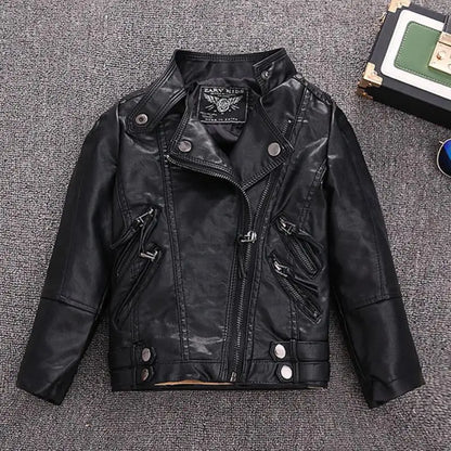 Trendy Kids Apparel Kids Clothing Boy's PU Leather Jacket with Rivets