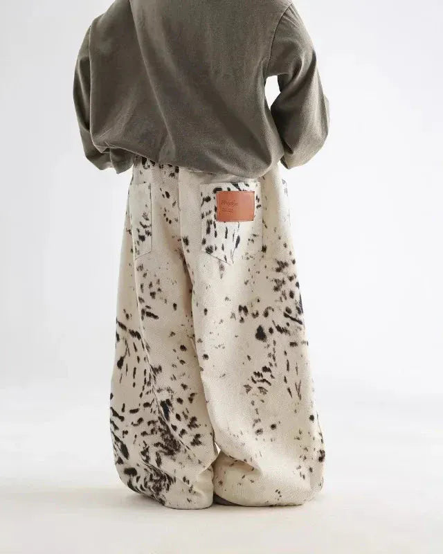 Trendy Kids Apparel Kids Clothing Boys Apricot Leopard Print Wide Leg Jeans