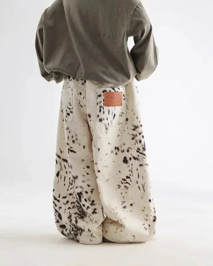 Trendy Kids Apparel Kids Clothing Boys Apricot Leopard Print Wide Leg Jeans