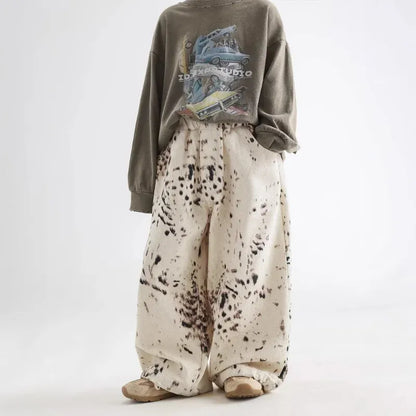 Trendy Kids Apparel Kids Clothing Boys Apricot Leopard Print Wide Leg Jeans
