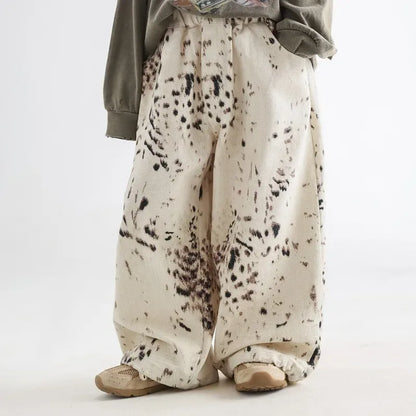 Trendy Kids Apparel Kids Clothing Boys Apricot Leopard Print Wide Leg Jeans