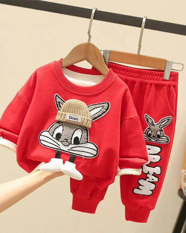 Trendy Kids Apparel Kids Clothing Boys' Autumn Cartoon Print Pullover & Pants Set
