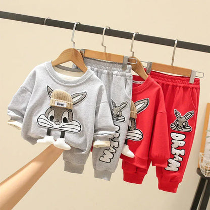 Trendy Kids Apparel Kids Clothing Boys' Autumn Cartoon Print Pullover & Pants Set