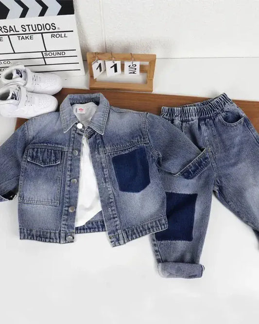 Trendy Kids Apparel Kids Clothing Boys' Autumn Denim Fashion Set – Trendy 2-Piece Suit