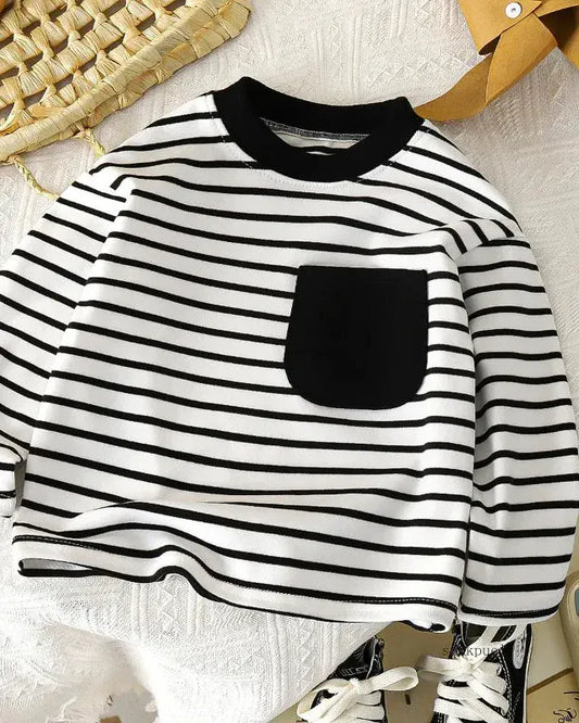 Trendy Kids Apparel Kids Clothing Boys' Autumn/Winter Striped Long Sleeve Casual Tee