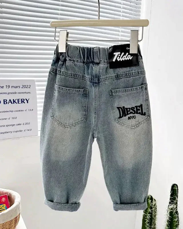 Trendy Kids Apparel Kids Clothing Boys Casual Straight-Leg Denim Jeans
