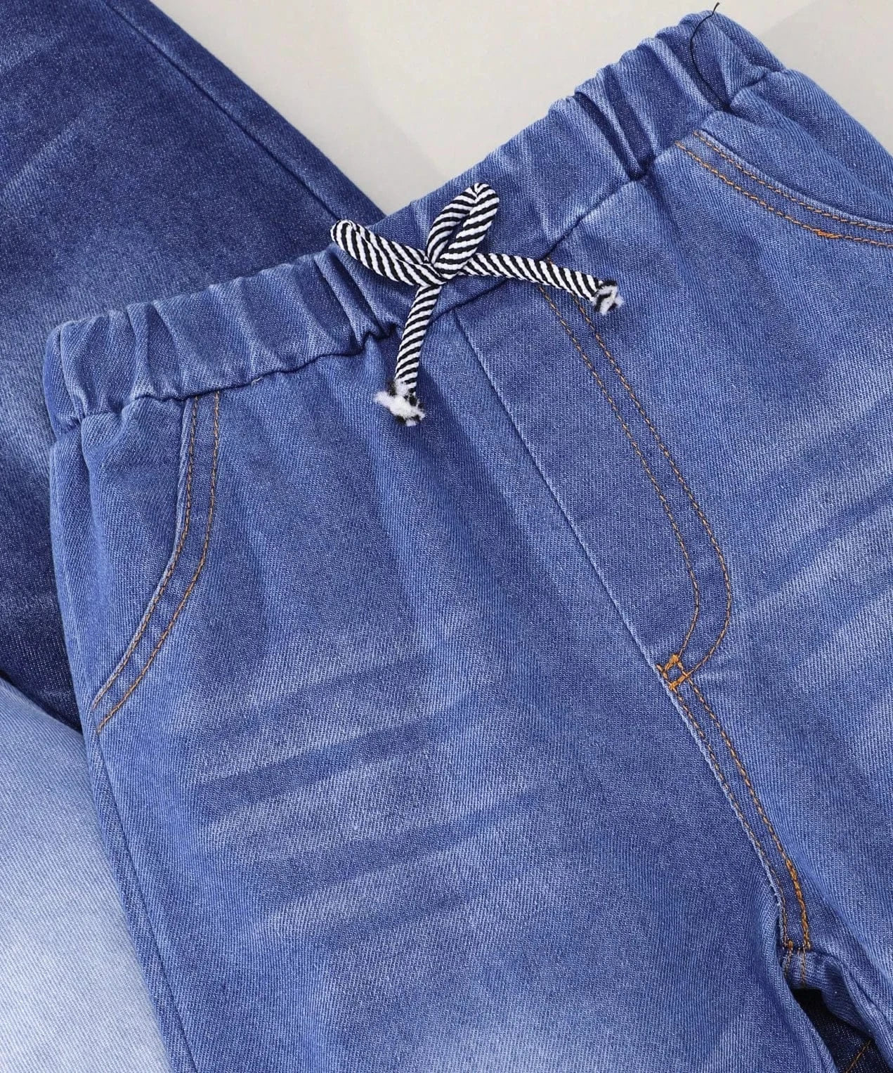 Trendy Kids Apparel Kids Clothing Boys Casual Washed Denim Jeans with Elastic Waist (3-piece)