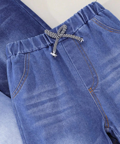 Trendy Kids Apparel Kids Clothing Boys Casual Washed Denim Jeans with Elastic Waist (3-piece)