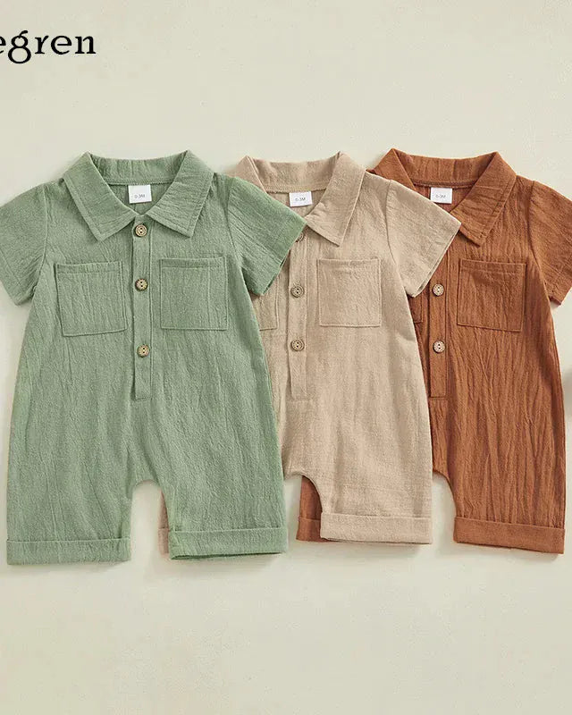 Trendy Kids Apparel Kids Clothing Boys Cotton Linen Jumpsuit
