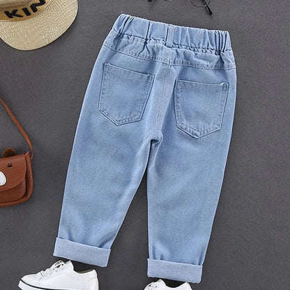 Trendy Kids Apparel Kids Clothing Boys Cotton Print Splice Stretch Denim Pants