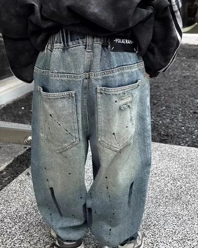 Trendy Kids Apparel Kids Clothing Boys Fashion Letter Graffiti Jeans