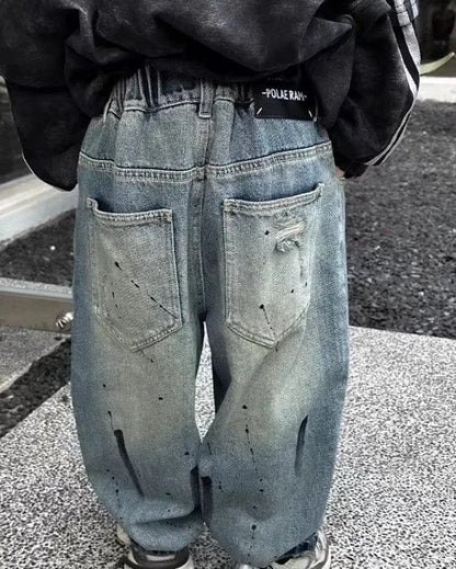 Trendy Kids Apparel Kids Clothing Boys Fashion Letter Graffiti Jeans
