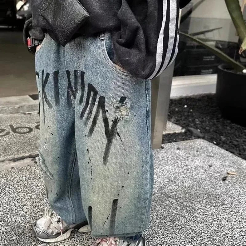 Trendy Kids Apparel Kids Clothing Boys Fashion Letter Graffiti Jeans