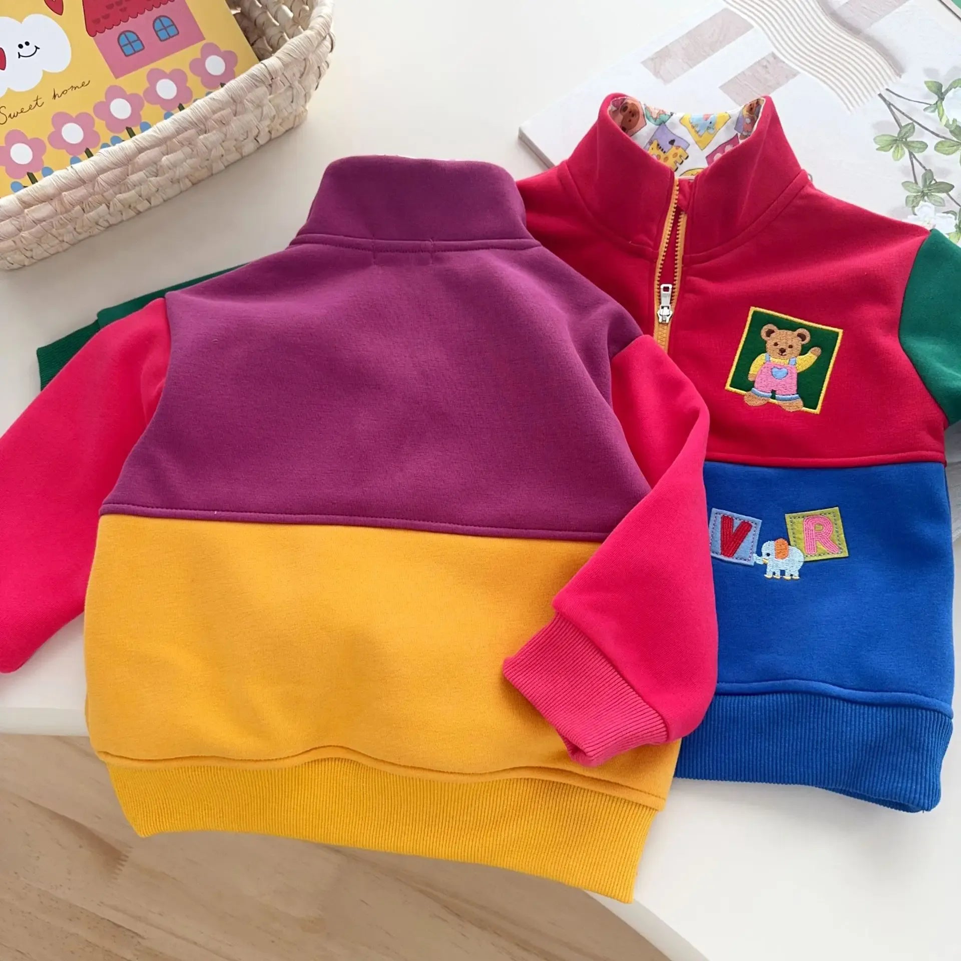 Trendy Kids Apparel Kids Clothing Boys' & Girls' Autumn Winter Little Bear Half Zipper Fleece Top